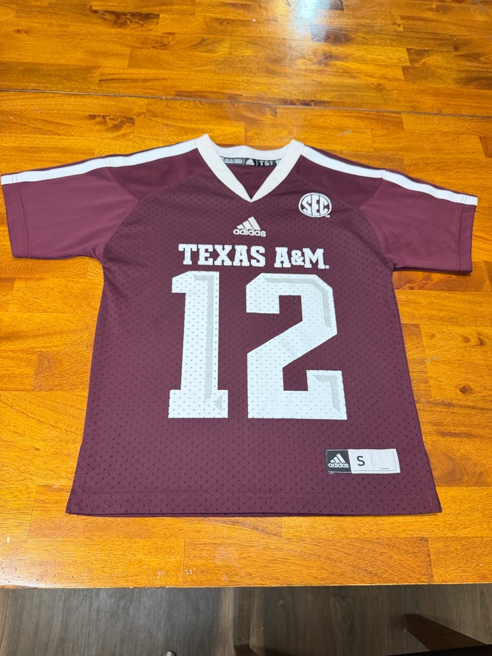 Adidas Texas A&M AM Aggies #12 Jersey Small Maroon White 12th Man SEC